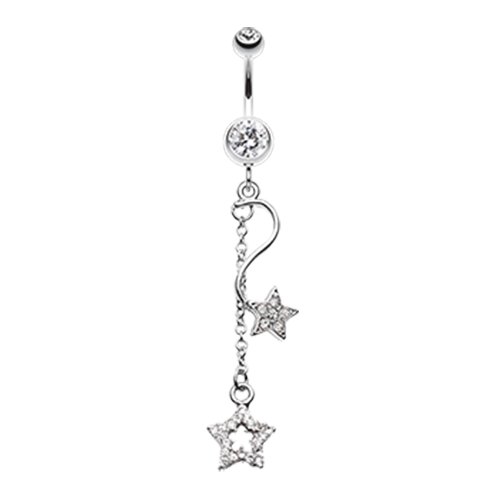 Shooting Vibrant Stars Belly Button Ring Navel Ring Impulse Piercings Clear