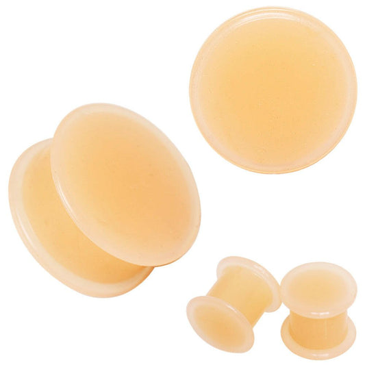 Silicone Peach Tone Hider Double Flare Plug Plugs Impulse Piercings 6 gauge (4mm)