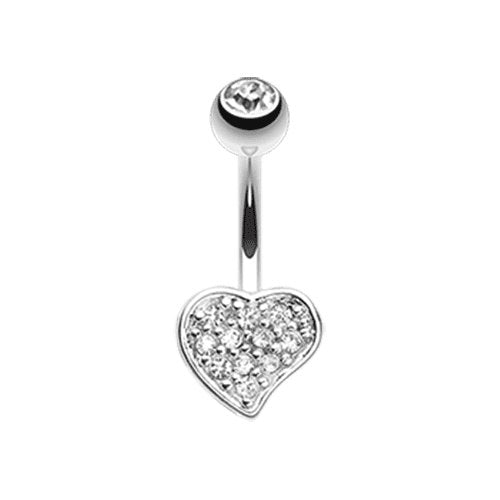 Simple Multi-Gem Heart Belly Button Ring Navel Ring Impulse Piercings Clear