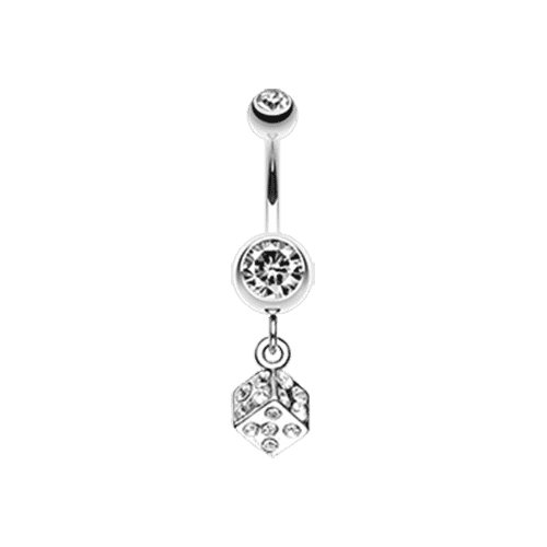 Single Dice Sparkle Belly Button Ring Navel Ring Impulse Piercings Clear