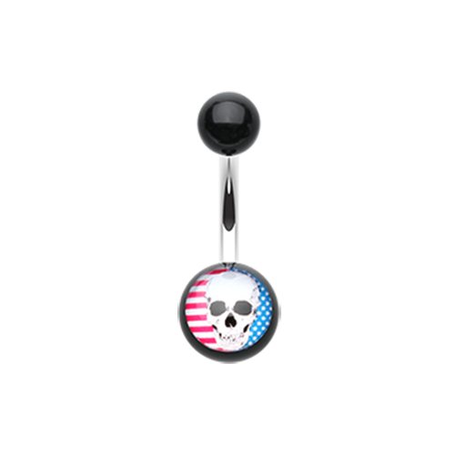 Skull Americana Acrylic Logo Belly Button Ring Navel Ring Impulse Piercings