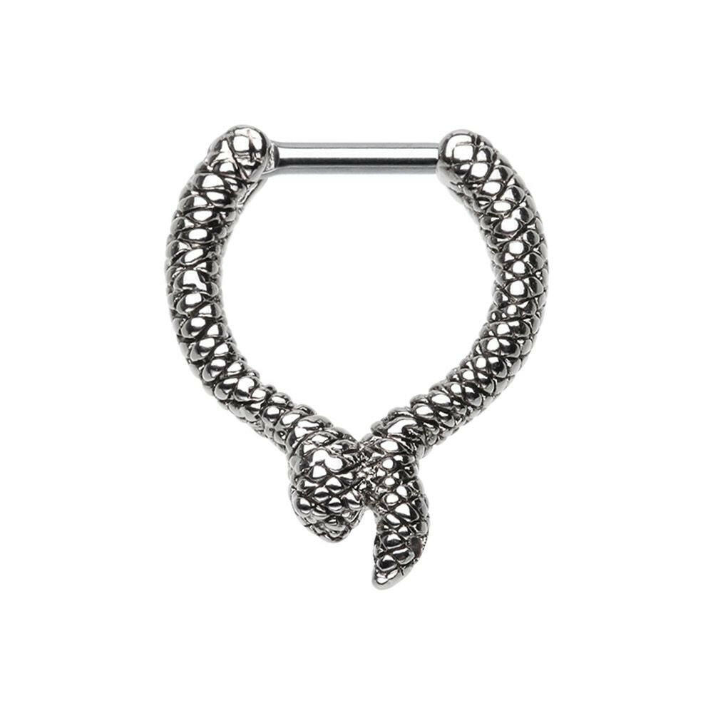 Slithering Snake Septum Clicker Septum Ring Impulse Piercings 16 GA (1.2mm) 1/4" (6mm)