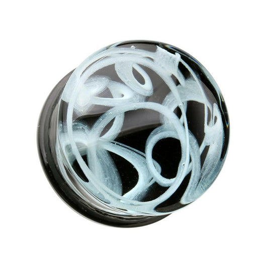 Smoke Swirl Glass Double Flared Plug Plugs Impulse Piercings 2 GA (6.5mm)