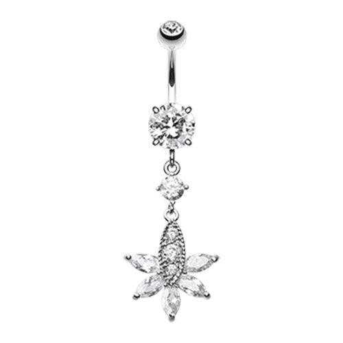 Snow Flower Multi-Gem Cubic Zirconia Belly Button Ring Navel Ring Impulse Piercings