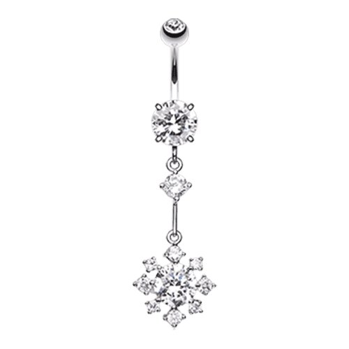 Snowflake Flower Sparkle Belly Button Ring Navel Ring Impulse Piercings