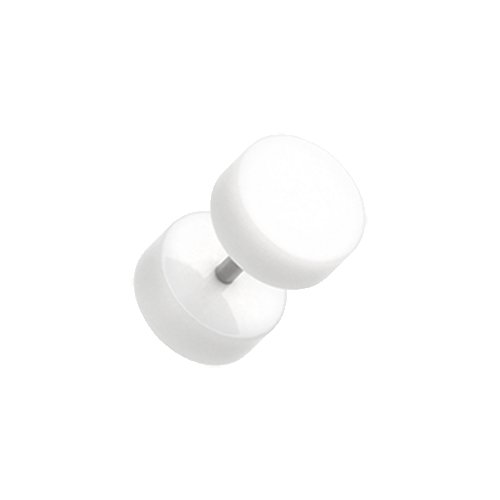 Solid Acrylic Fake Plug Fake Plug Impulse Piercings 18 gauge (1mm) 1/4" (6mm) White