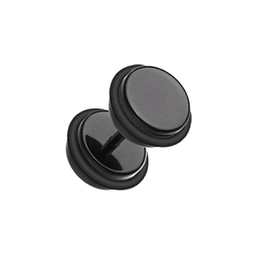 Solid Acrylic Fake Plug with O-Rings Fake Plug Impulse Piercings 18 gauge (1mm) 5/16" (8mm) Black