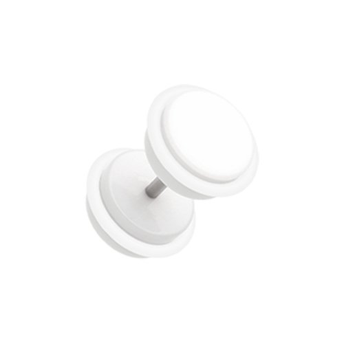 Solid Acrylic Fake Plug with O-Rings Fake Plug Impulse Piercings 18 gauge (1mm) 3/8" (10mm) White