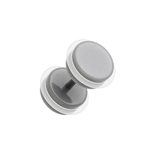 Solid Acrylic Fake Plug with O-Rings Fake Plug Impulse Piercings 16 gauge (1.2mm) 5/16" (8mm) Gray