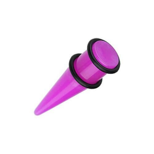 Solid Neon Shorty UV Acrylic Ear Stretching Taper Tapers Impulse Piercings 14 GA (1.6mm) Purple