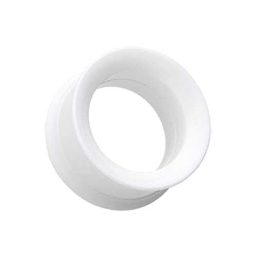 Solid Smooth Flared Screw-Fit Ear Gauge Tunnel Plug Plugs Impulse Piercings 6 gauge (4mm) White