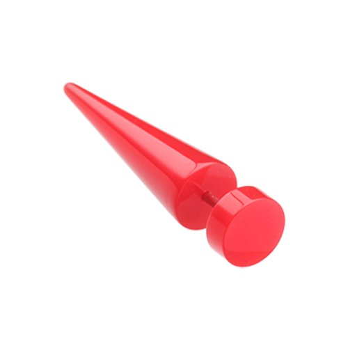 Solid UV Acrylic Fake Taper Fake Plug Impulse Piercings 18 gauge (1mm) 1/4" (6mm) Red