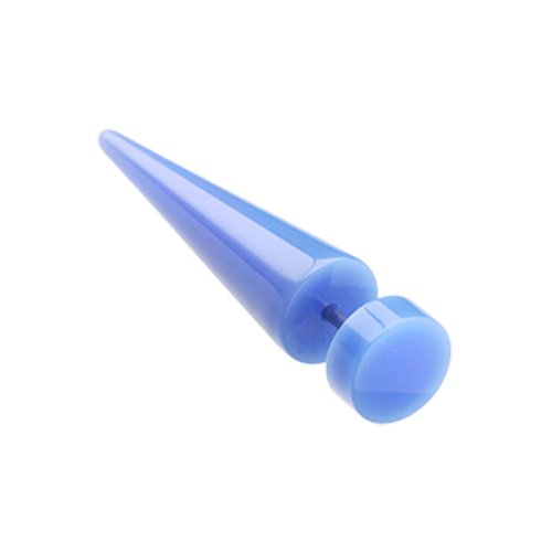 Solid UV Acrylic Fake Taper Fake Plug Impulse Piercings 18 gauge (1mm) 1/4" (6mm) Blue