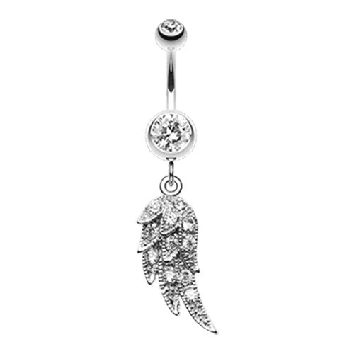 Sparkle Angelic Wing Belly Button Ring Navel Ring Impulse Piercings Clear