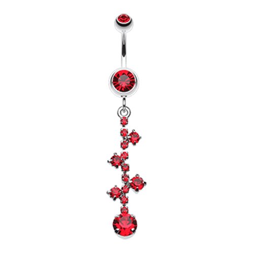 Sparkle Drops Belly Button Ring Navel Ring Impulse Piercings Red