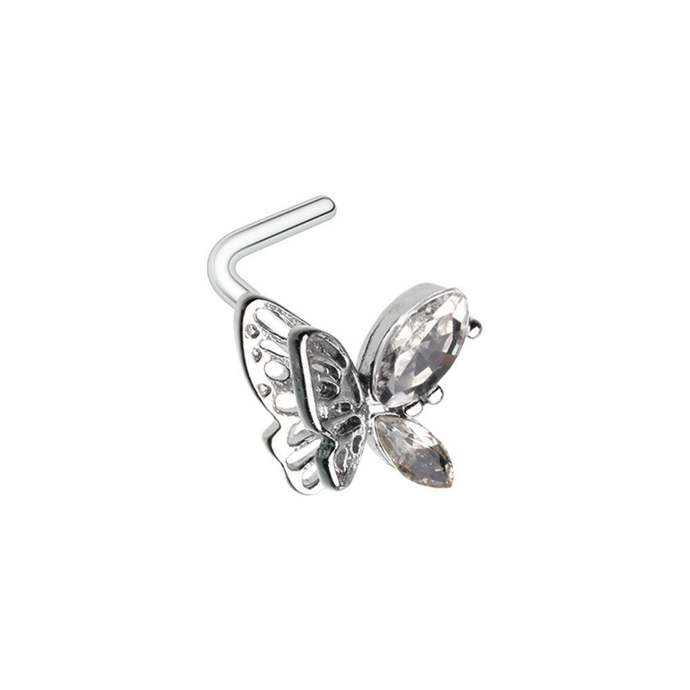 Sparkle Flutter Butterfly L-Shaped Nose Ring Nose Ring Impulse Piercings