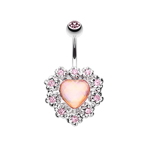 Sparkle Heart Flower Belly Button Ring Navel Ring Impulse Piercings