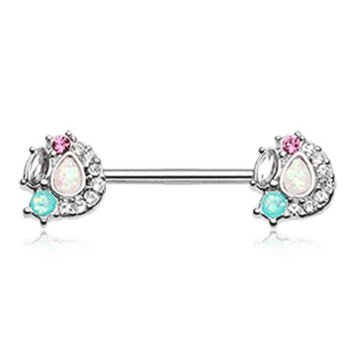 Sparkle Opal Medley Nipple Barbell Ring Nipple Ring Impulse Piercings