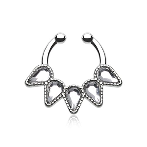 Sparkle Quinary Spear Fake Septum Clip-On Ring Fake Septum Ring Impulse Piercings