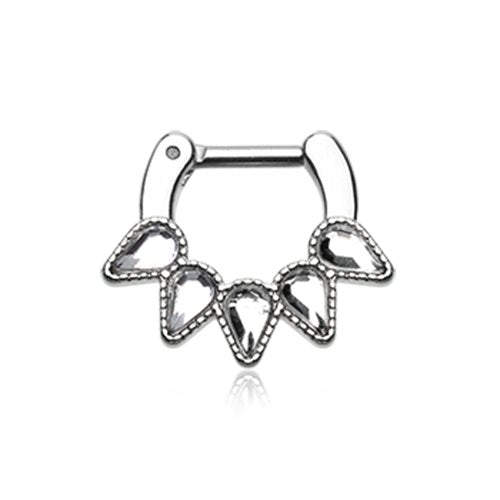 Sparkle Quinary Spear Septum Clicker Septum Ring Impulse Piercings 16 GA (1.2mm) 1/4" (6mm)