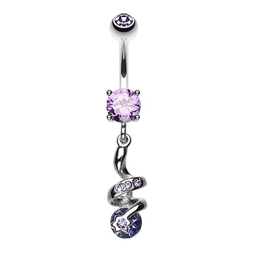 Sparkle Star Gem Swirl Belly Button Ring Navel Ring Impulse Piercings Tanzanite