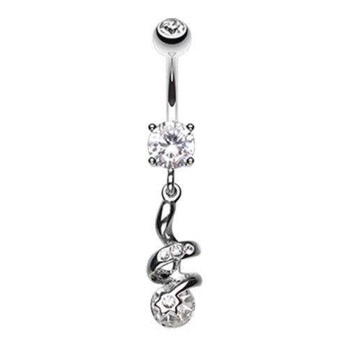 Sparkle Star Gem Swirl Belly Button Ring Navel Ring Impulse Piercings Clear