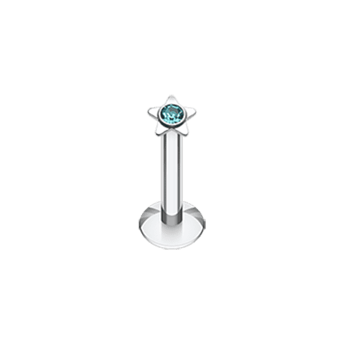 Sparkle Star Top Internally Threaded Labret Labret Impulse Piercings 16 GA (1.2mm) 5/16" (8mm) Teal