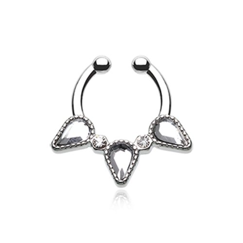 Sparkle Trident Fake Septum Clip-On Ring Fake Septum Ring Impulse Piercings