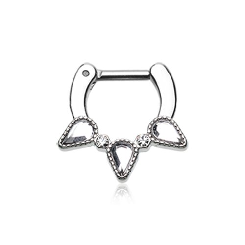 Sparkle Trident Septum Clicker Septum Ring Impulse Piercings 16 GA (1.2mm) 1/4" (6mm)