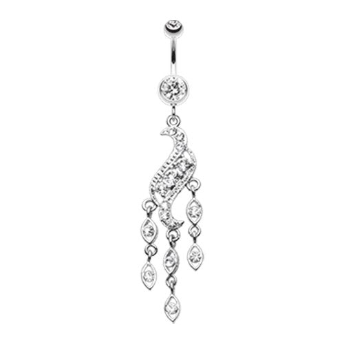 Sparkle Wave Drops Belly Button Ring Navel Ring Impulse Piercings Clear