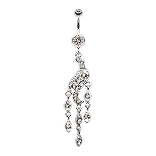 Sparkle Wave Drops Belly Button Ring Navel Ring Impulse Piercings Black Diamond