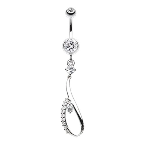 Sparkled Loop Cubic Zirconia Belly Button Ring Navel Ring Impulse Piercings Clear