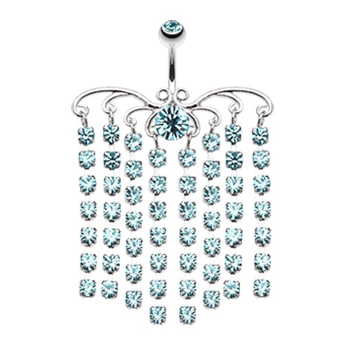 Sparkling Curtain Chandelier Belly Button Ring Navel Ring Impulse Piercings Aqua