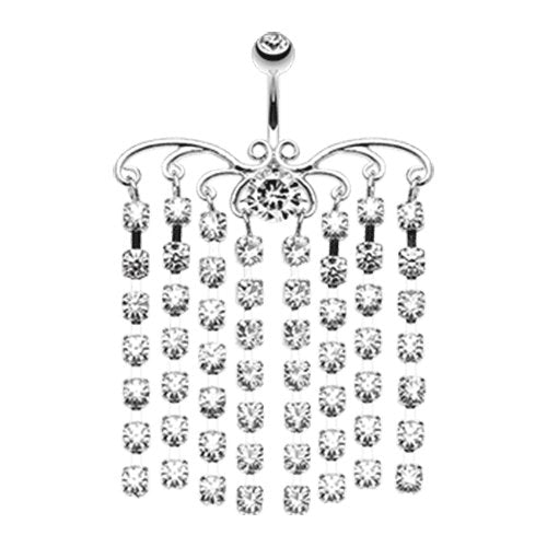 Sparkling Curtain Chandelier Belly Button Ring Navel Ring Impulse Piercings Clear