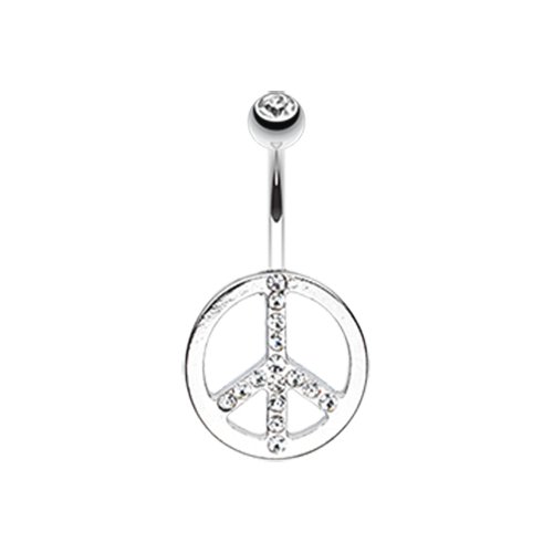 Sparkling Peace Symbol Belly Button Ring Navel Ring Impulse Piercings