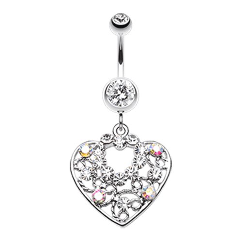 Sparkling Precious Heart Belly Button Ring Navel Ring Impulse Piercings Clear