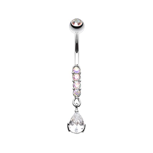 Sparkly Gem Droplet Belly Button Ring Navel Ring Impulse Piercings Aurora Borealis