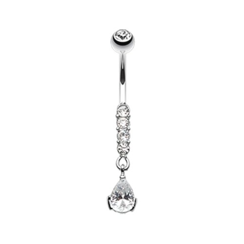 Sparkly Gem Droplet Belly Button Ring Navel Ring Impulse Piercings Clear