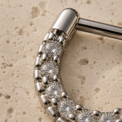 36L Surgical Steel Sparkly Gemmed Septum Clicker - Skin Metals