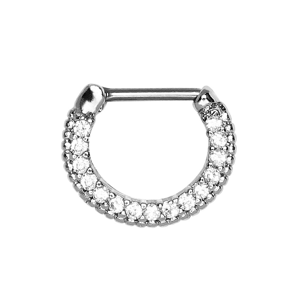36L Surgical Steel Sparkly Gemmed Septum Clicker - Skin Metals