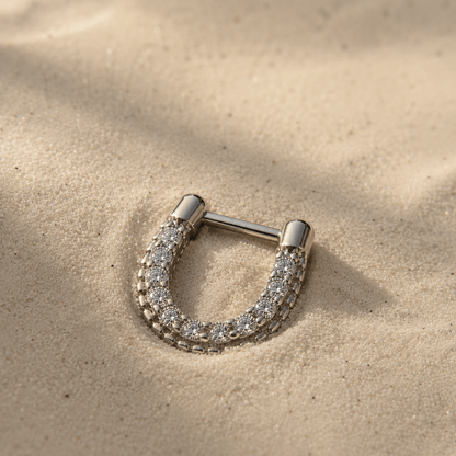 36L Surgical Steel Sparkly Gemmed Septum Clicker - Skin Metals