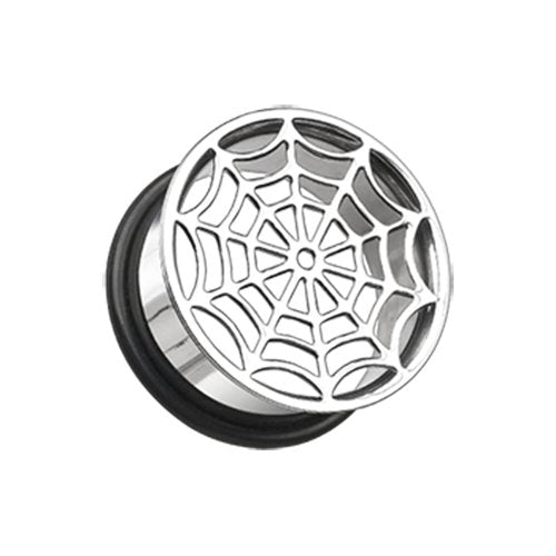 Spider Web Hollow Steel Single Flared Ear Gauge Plug Plugs Impulse Piercings 2 GA (6.5mm)