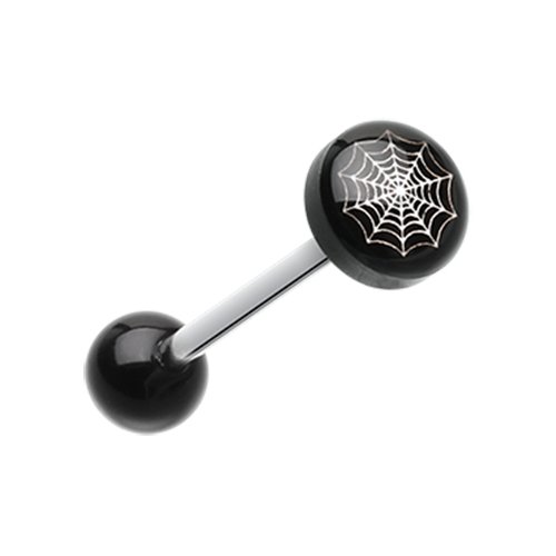 Spider Web Logo Acrylic Barbell Tongue Ring Barbell Impulse Piercings