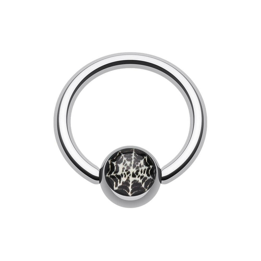 Spider Web Logo Ball Captive Bead Ring Captive Bead Impulse Piercings