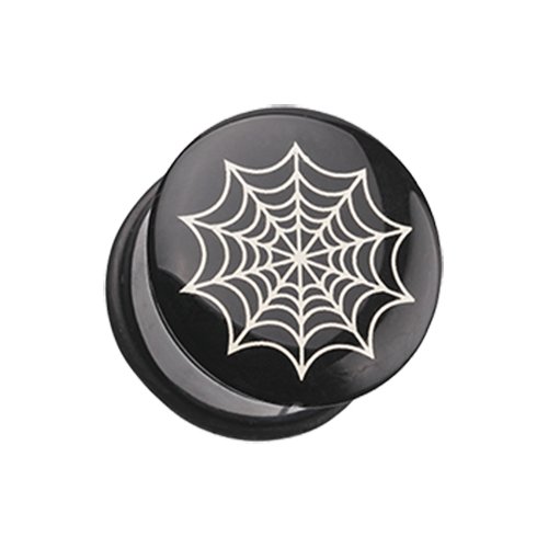 Spider Web Single Flared Ear Gauge Plug Plugs Impulse Piercings 2 GA (6.5mm)