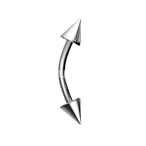 Spikes 316L Surgical Steel Curved Barbell Barbell Skin Metals