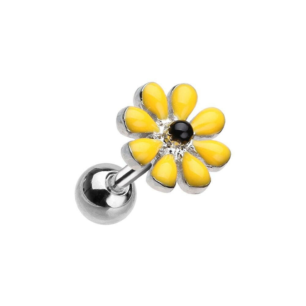 Spring Blossom Flower Cartilage Tragus Earring Cartilage Earring Impulse Piercings Yellow/Black