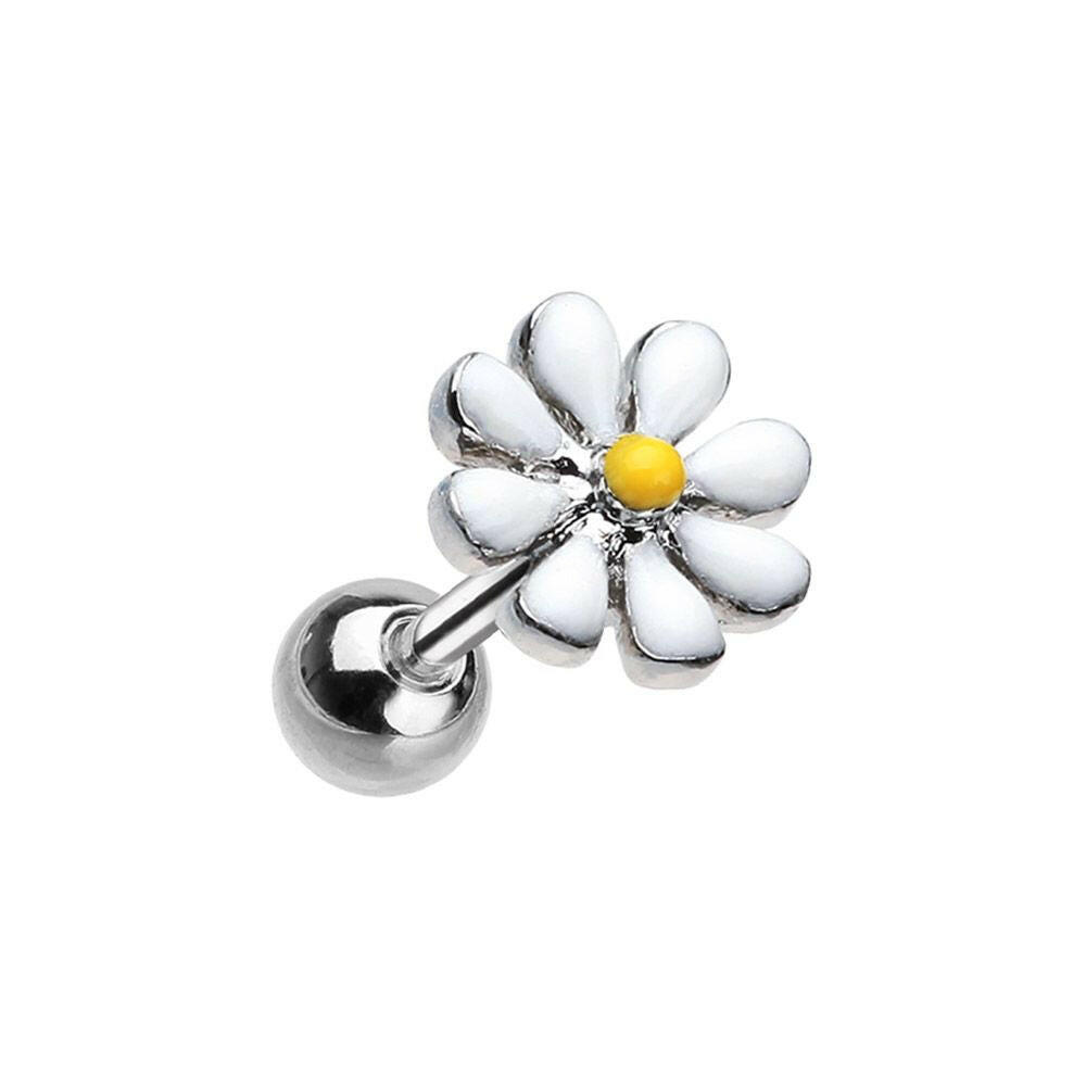 Spring Blossom Flower Cartilage Tragus Earring Cartilage Earring Impulse Piercings White/Yellow