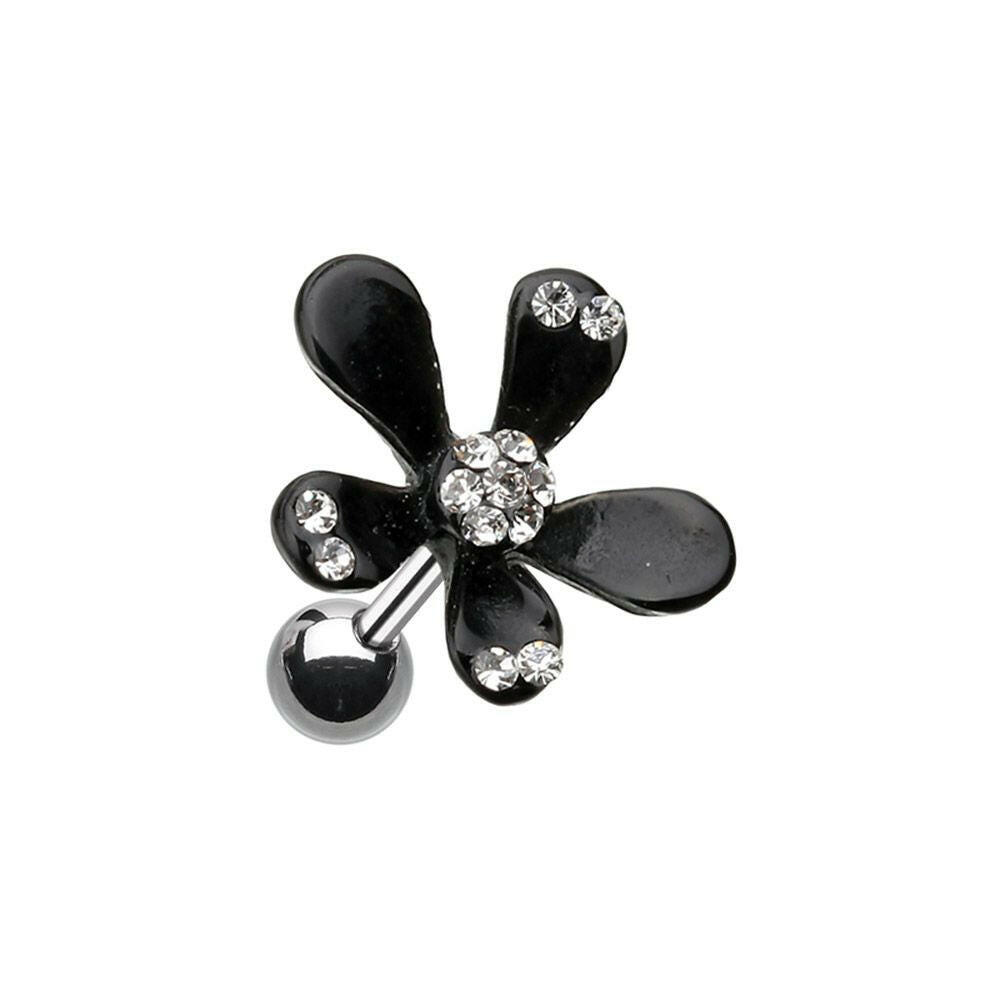 Spring Flower Bloom Cartilage Tragus Earring Cartilage Earring Impulse Piercings Black