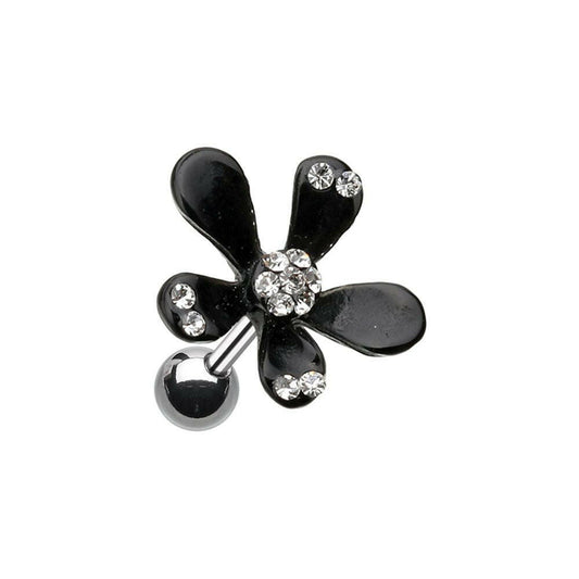 Spring Flower Bloom Cartilage Tragus Earring Cartilage Earring Impulse Piercings Black